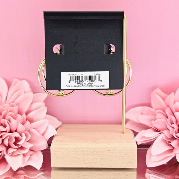 Coach Earrings Gold Tone Double Hoop Earrings C Logo Thread Through Classic Gift - Picture 3 of 3